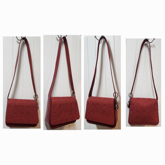 DIOR Canage Red Quilted LADY DIOR Charm Bag with DIOR Box Set SUPER RARE - Picture 6 of 16